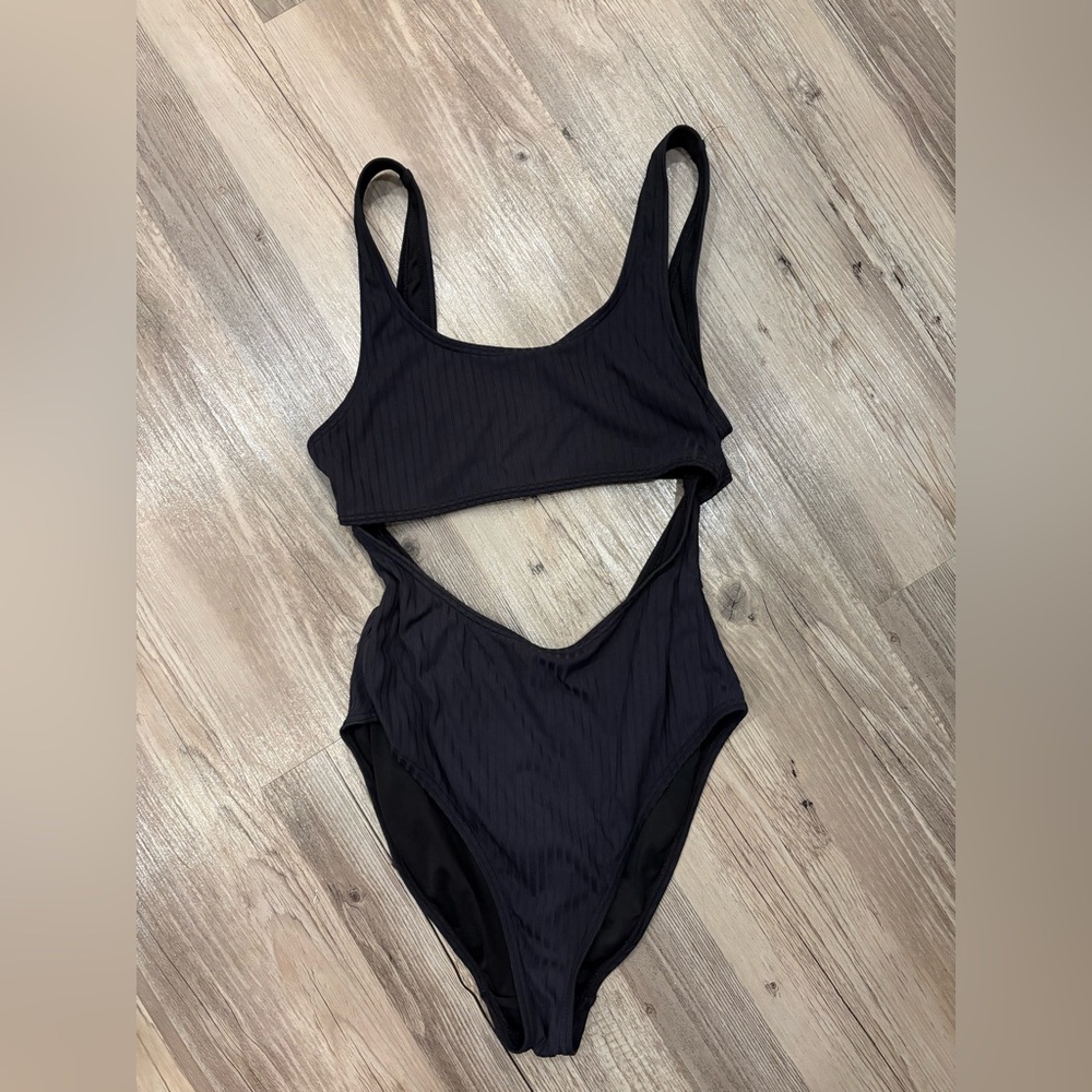 Simons Black Cutout One-Piece Swimsuit